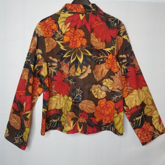 Gandy Couture Colorful Fall Print Jacket Sz XL W/Beading/Sequin - Picture 7 of 13